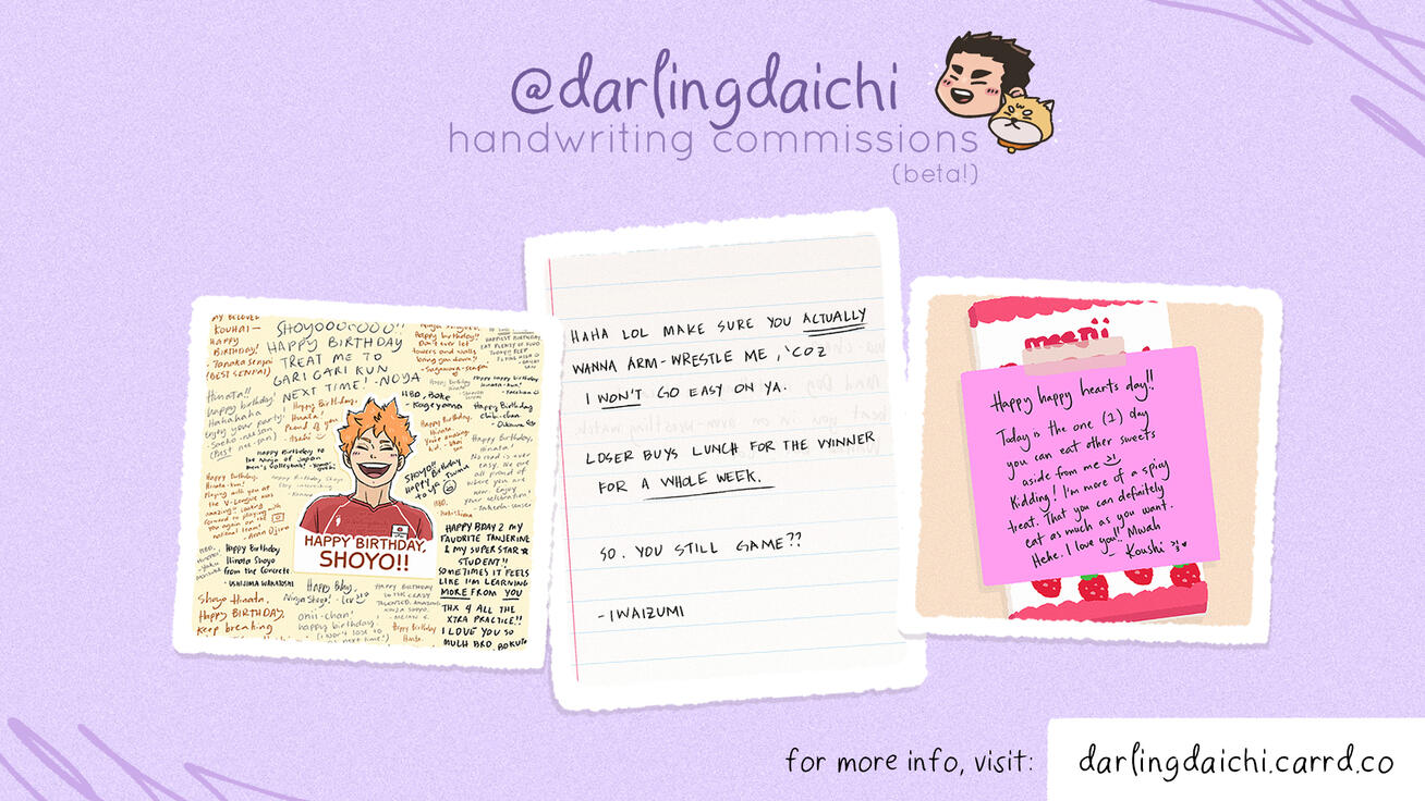 haikyuu handwriting thread: valentines pt. 2